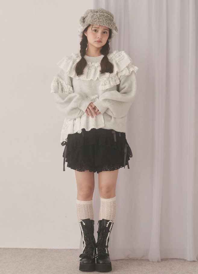 ▷再入荷情報 シュガーフリルカボチャパンツ アイボリー/ブラック