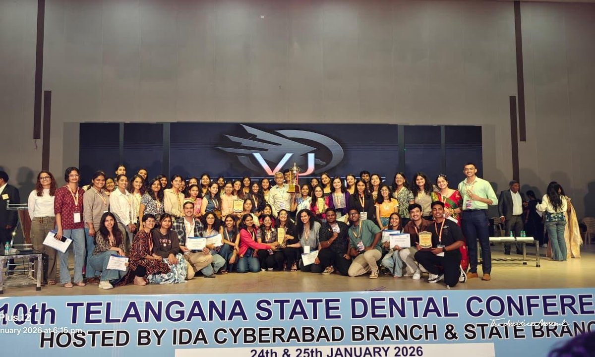 dprohyd's tweet image. ACDS Shines at 10th Telangana State Dental Conference

The Army College of Dental Sciences (#ACDS) has achieved a significant milestone by winning the prestigious "Best College Trophy" at the 10th Telangana State Dental Conference held on 24th and 25th Jan 2026. The students of