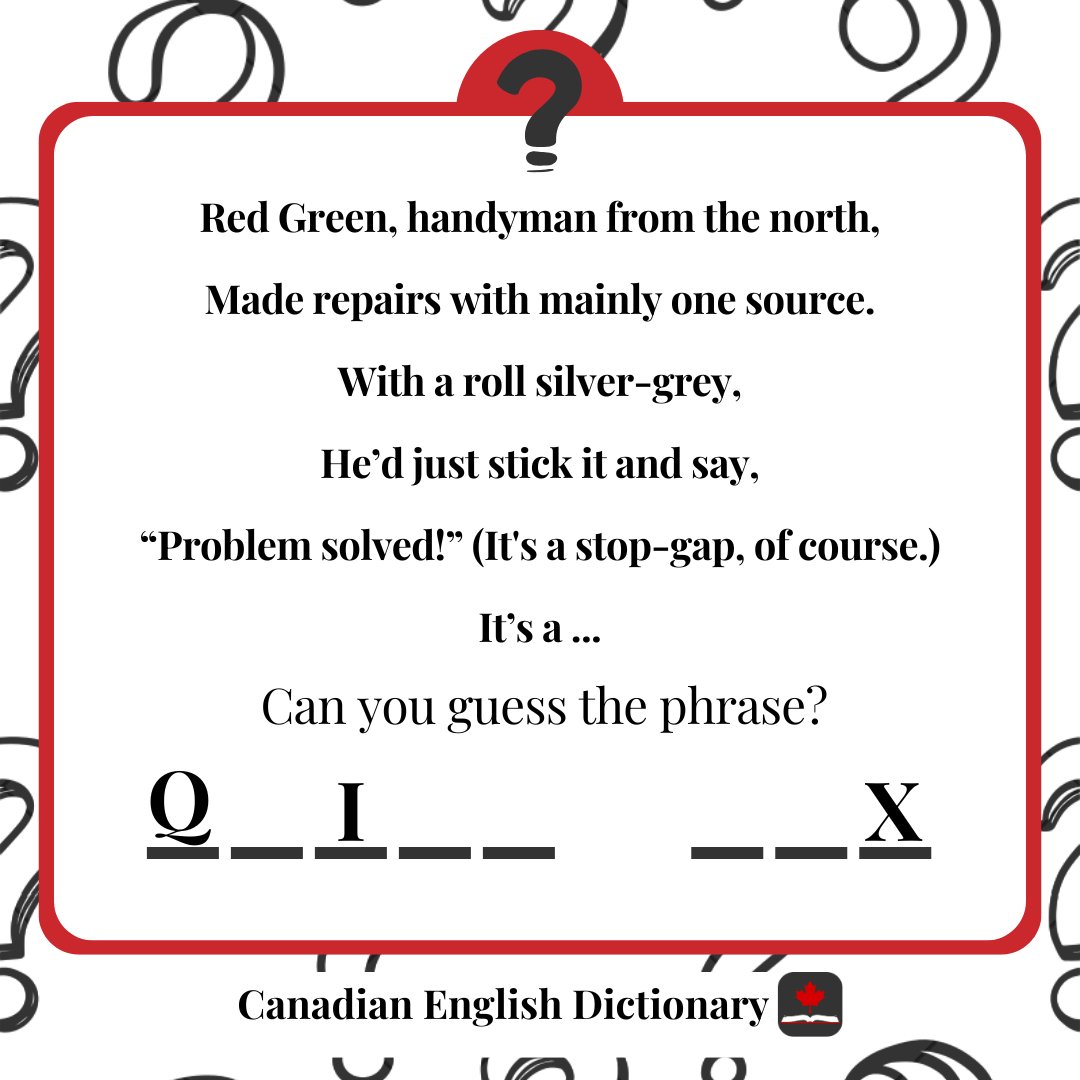 cdndictionary's tweet image. Can you get this week’s #CEDPhraseOfTheWeek? Comment your guess below and check Wednesday’s post for the answer.