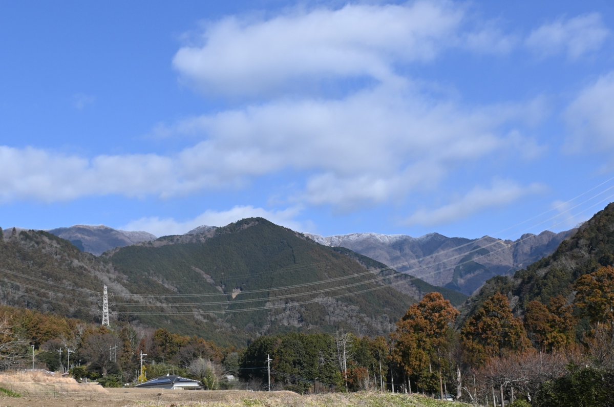 HadanoVC's tweet image. 8時40分の気温4.1度 晴れ
空気が冷たいです！今朝は #表尾根 や #鍋割山稜 に霧氷が付いているのが確認出来たので、表尾根が良く見える西山林道入口方面へ行ってみました。稜線をズームしてみると、木々が真っ白！
途中で、地面に降りた #ジョウビタキ や畑を歩いて餌を探す ＃ツグミ が見られました。