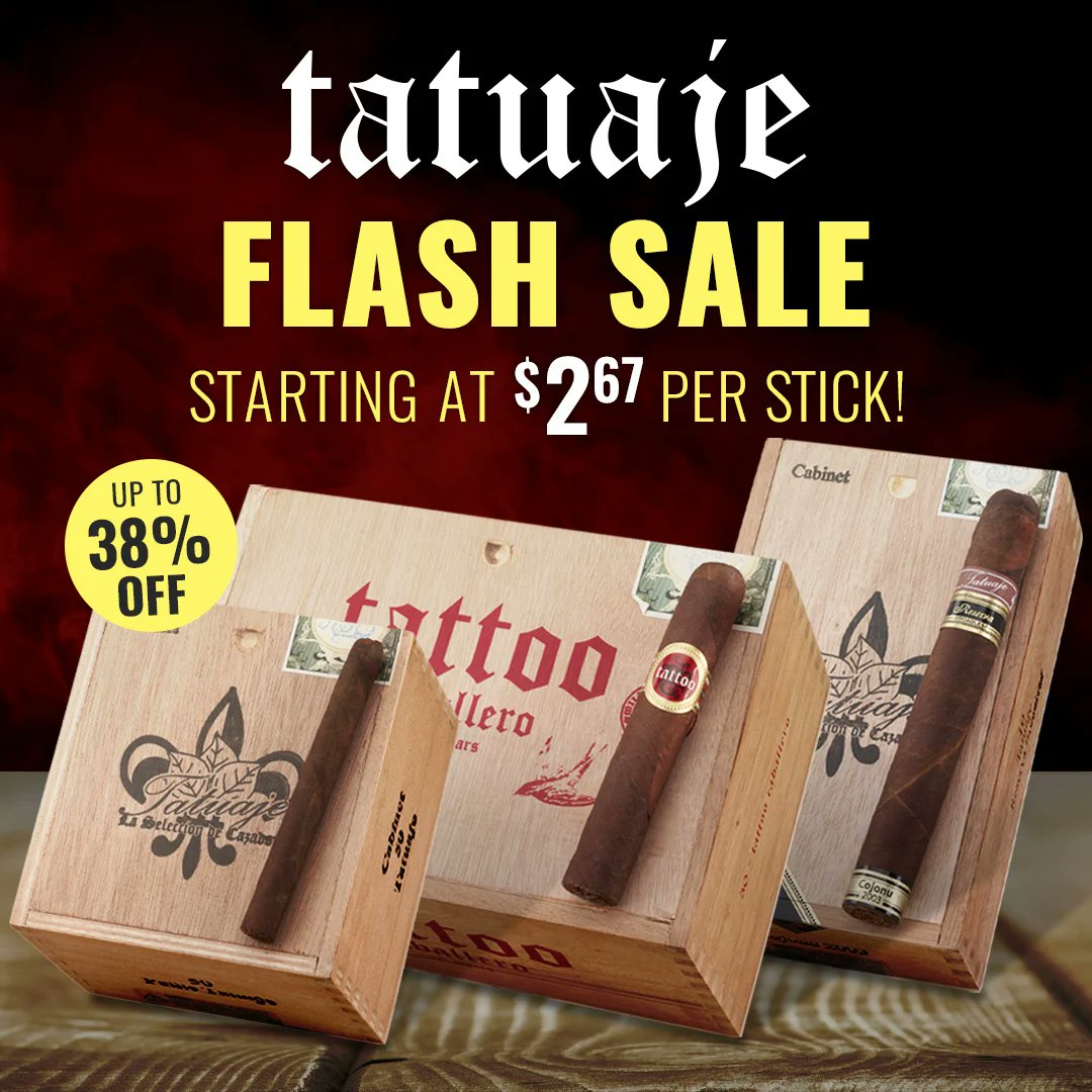 Tatuaje Lightning Deals: Up to 38% off on select Tatuaje, shop now and cigars priced starting as low as $2.67 per stick!

jdoqocy.com/click-10051594…
(Click Link to Activate Discount) Exclusions Apply
Find All Cigar Coupons at cigarfinder.com/coupons
Expires: 01/29/26 or While