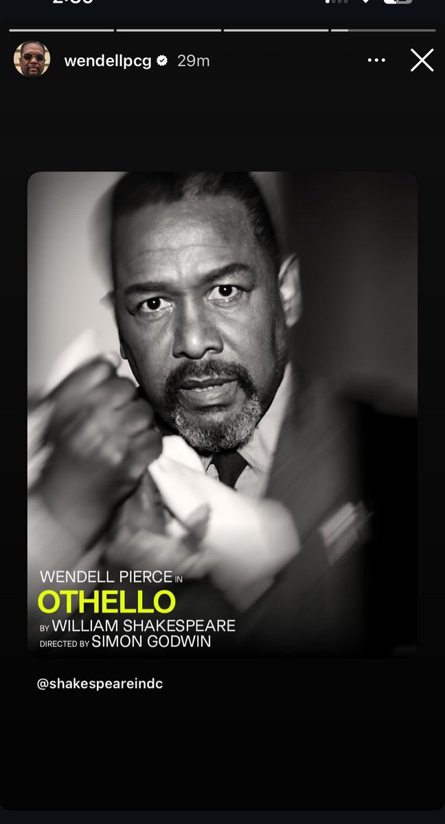 WendellPierce's tweet image. Shakespeare Theatre Company 
May 19- June 21, 2026
“O, beware, my lord, of jealousy!” 🔥