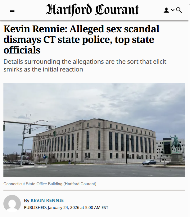 KristiTalmadge's tweet photo. 🚨😲BOW CHICKA BOW WOW XXX!
SEX SCANDAL ROCKS CONNECTICUT STATE POLICE TROOPERS Guarding the State Government Office Building in Hartford (165 Capitol Ave.)
We have finally learned what the Connecticut State Police "Trooper Misconduct" Investigation Governor Ned Lamont did not want to talk to us about, was about.
"Several of the troopers are alleged to have become involved in sexual relationships with one of the private security guards. The assignations are alleged to have taken place on the job and in the building where all were assigned to provide security.
Keyword being "Several." They were apparently passing this chic around. I am assuming it is a Woman because Nobody in our Democratic Party Supermajority Leadership will give us more details.
"A supervisor at the security firm acted quickly and suspended the guard alleged to have been involved with the troopers."
Don't worry. All the Government agencies involved and the state police are investigating themselves! I am sure they'll clear themselves of any wrongdoing soon and try to sweep this under the rug.
The Troopers were supposed be guarding the offices of Attorney General William Tong, Secretary of the State Stephanie Thomas, Comptroller Sean Scanlon Offices, and Treasurer Shawn Wooden
Nothing in Connecticut really shocks me anymore @TonyDeAngelo7 @CTCentinal 😆