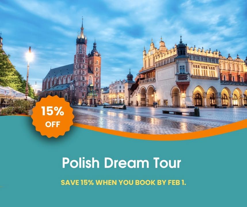 The Polish Dream Tour: 15% OFF! From Chopin in Warsaw to rafting in the Pieniny, medieval castles and home-hosted dinners. Travel Jun 12–28, 2026. Offer valid Jan 26–Feb 1 only. Small-group, curated exclusives Learn more: staypoland.com/tour/219/the-p…