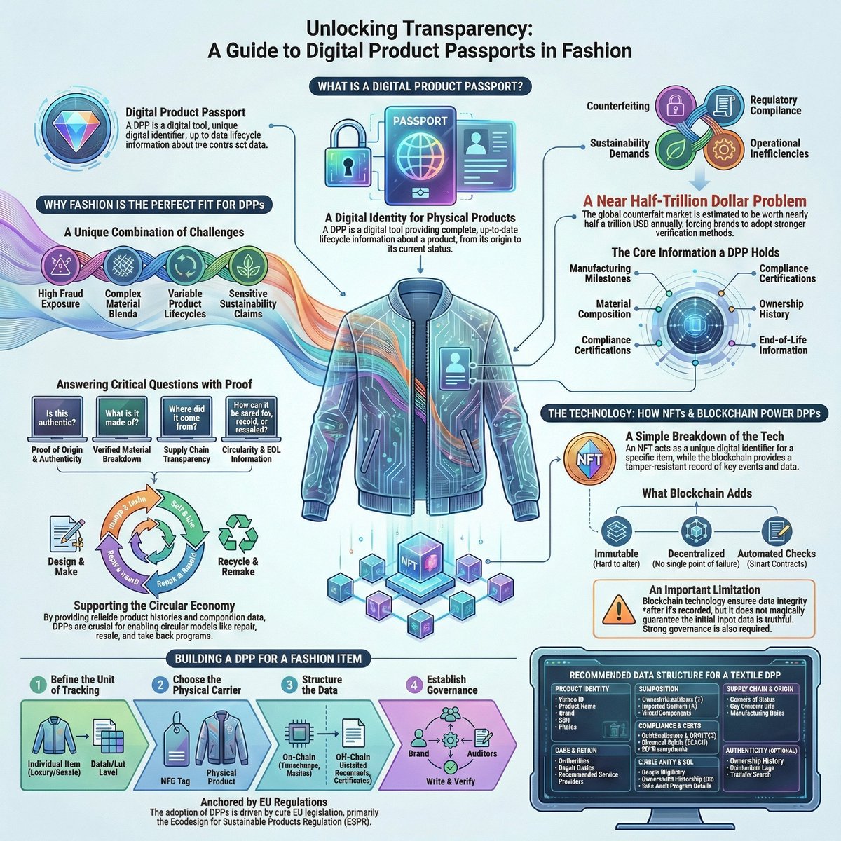 #Fashion is moving to Digital Product Passports (#DPP): authenticity, origin, materials and compliance as verifiable proof—not claims. 

Why textiles are ground zero, and what #NFT + #blockchain add (and don’t). 

Demo: foxly.link/Vd5kjA