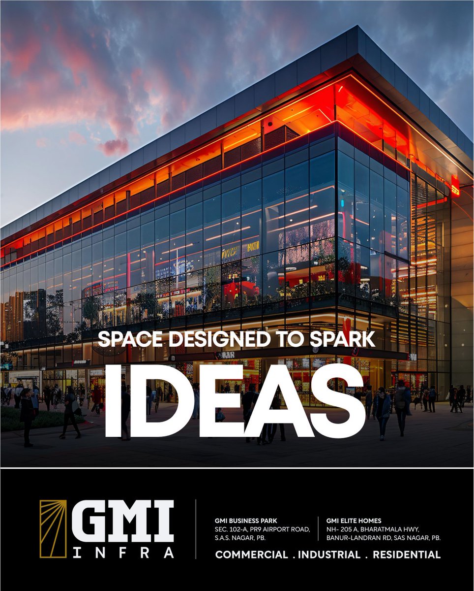 GMIInfra's tweet photo. Spaces don’t just stand tall
they shape what’s possible.

At GMI Infra, every project is built with intent
where design meets purpose
and vision turns into lasting value.

Because the future isn’t followed
it’s created.
@MohitBansalgmi 

#GMIInfra #WeCreate #BuiltWithPurpose #FutureFocused #2026Vision #MohitBansal #CEOGMIInfra #KunalBansal #Chandigarh #GMI