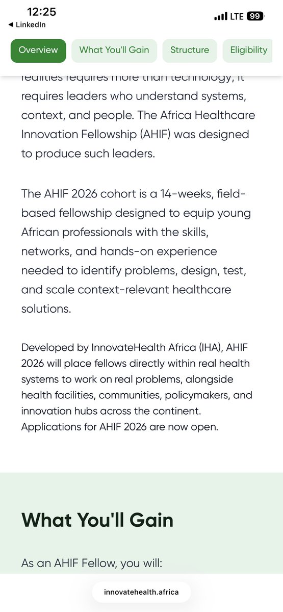 The African Health Innovation Fellowship 

docs.google.com/forms/d/e/1FAI…

Good luck 🍀