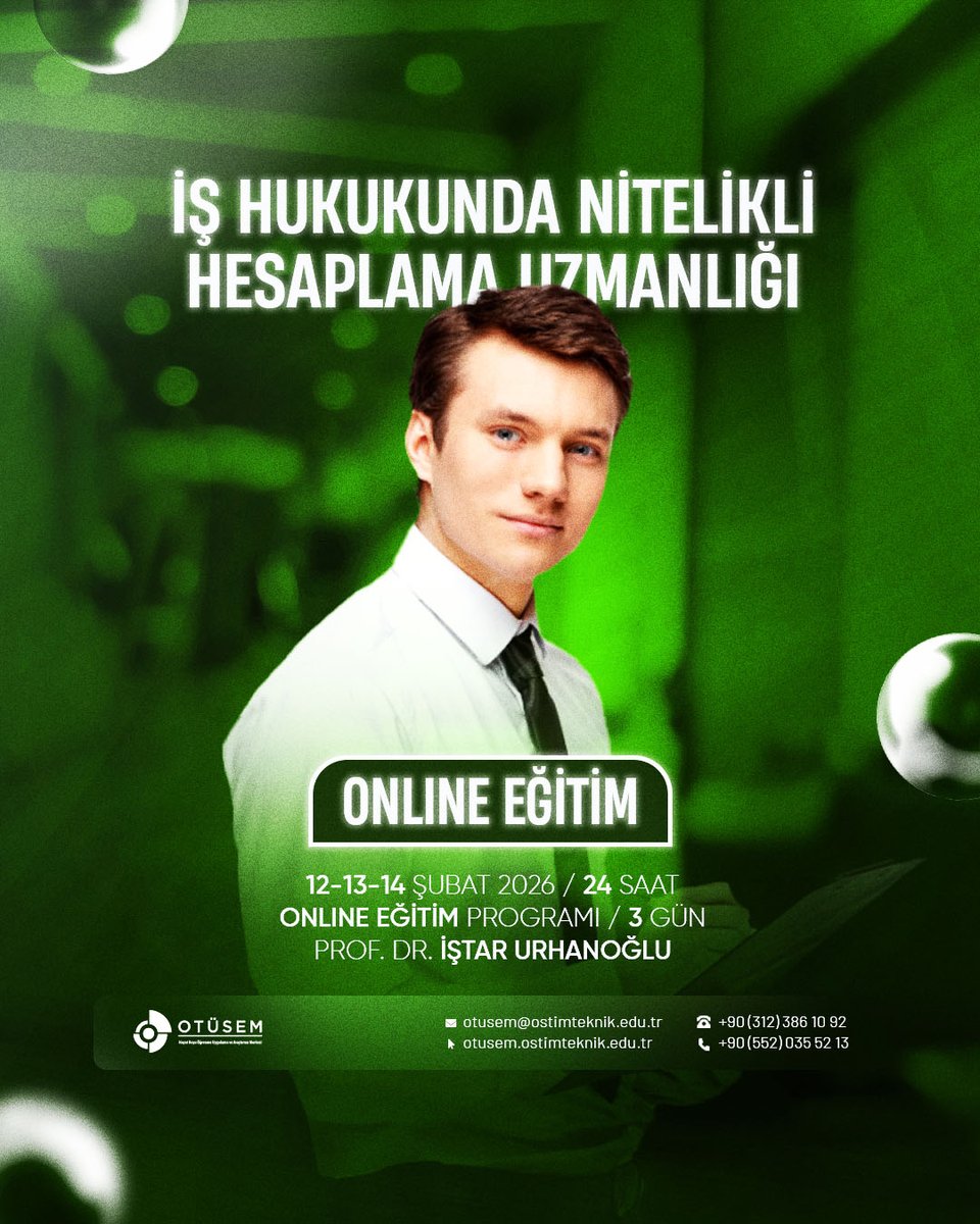 Eğitim Ücreti: 12.000 TL
Eğitim Yeri: Online
6-7-8 Şubat 2026 - Aktüerya Hukuku ve Hesap İlkeleri Uzmanlığı
9-10-11 Şubat 2026 - İcra İflas Hukukunda Nitelikli Hesaplama Uzmanlığı
12-13-14 Şubat 2026 - İş Hukukunda Nitelikli Hesaplama Uzmanlığı

Bilgi ve Kayıt
0 552 035 52 13