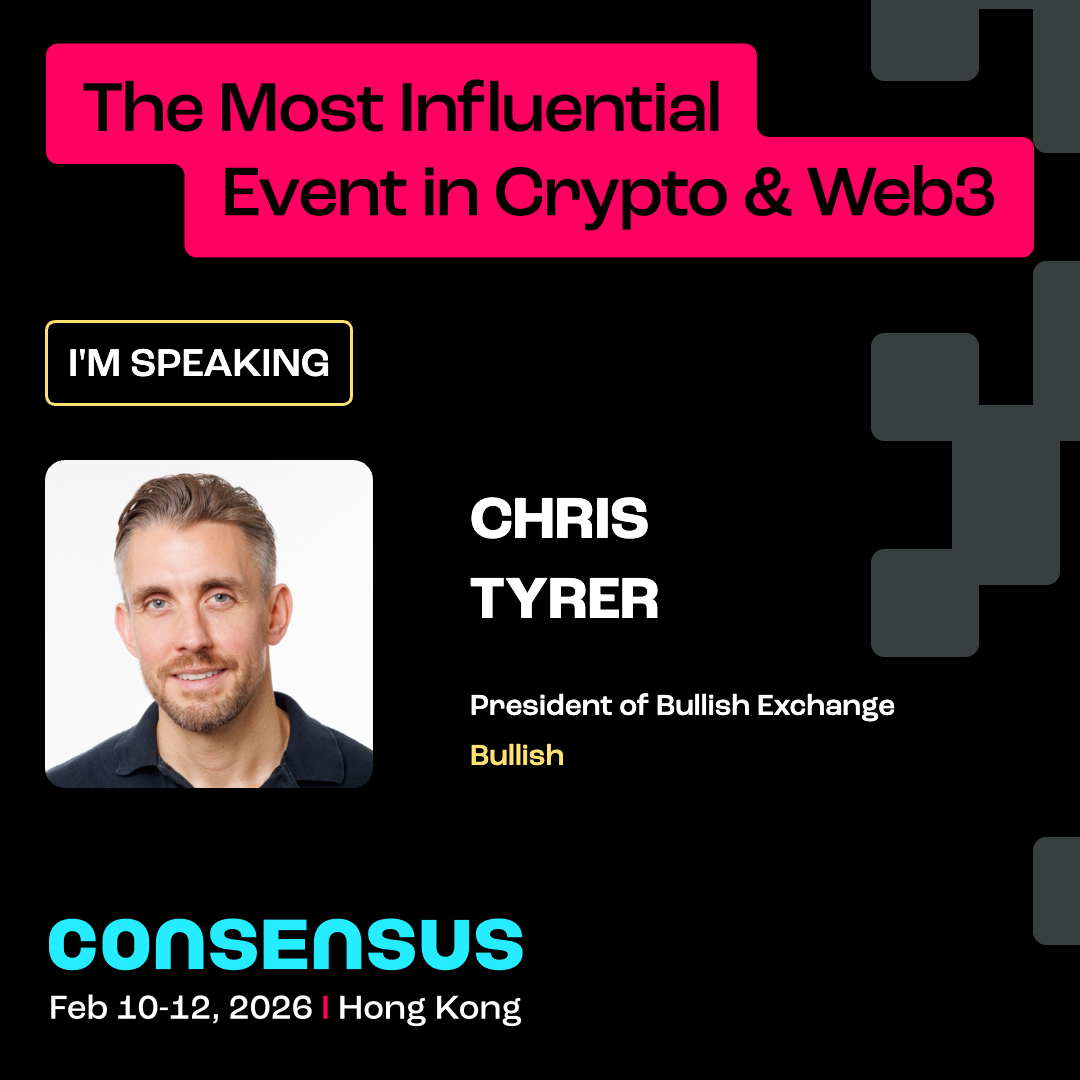 Catch President of Bullish Exchange @cjrtyrer speaking at @consensus_hk. 🎟  Got your pass yet? Use our code Bullish25 to save 25% 👉  https://t.co/MNBNU0GKWE