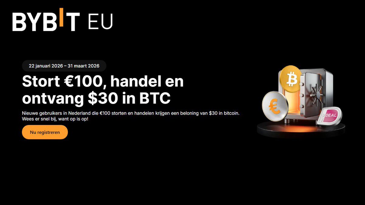 🎁 $30 in Bitcoin cadeau voor nieuwe gebruikers in Nederland. Stort 100 EUR/USD,  doe een spot trade en klaar. Geen ingewikkeld gedoe. ✓ 100 EUR/USD storten  ✓ 250 EUR/USD spot volume 👉