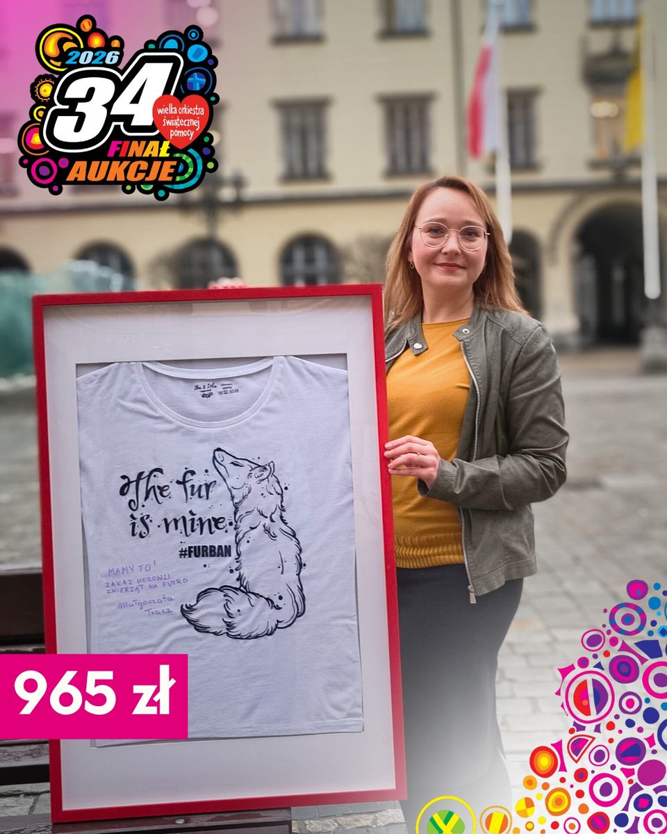 9️⃣6️⃣5️⃣ złotych dla zdrowych brzuszków naszych dzieci! ❤️ #WOŚP2026

Koszulkę wystawioną przeze mnie w ramach #WOŚP wygrała Justyna Gąsior, radna powiatu świdnickiego i sojuszniczka zwierząt! Nasz symbol zwycięstwa trafi w dobre ręce! 🙌

💚 Dziękuję wszystkim za udział w aukcji i