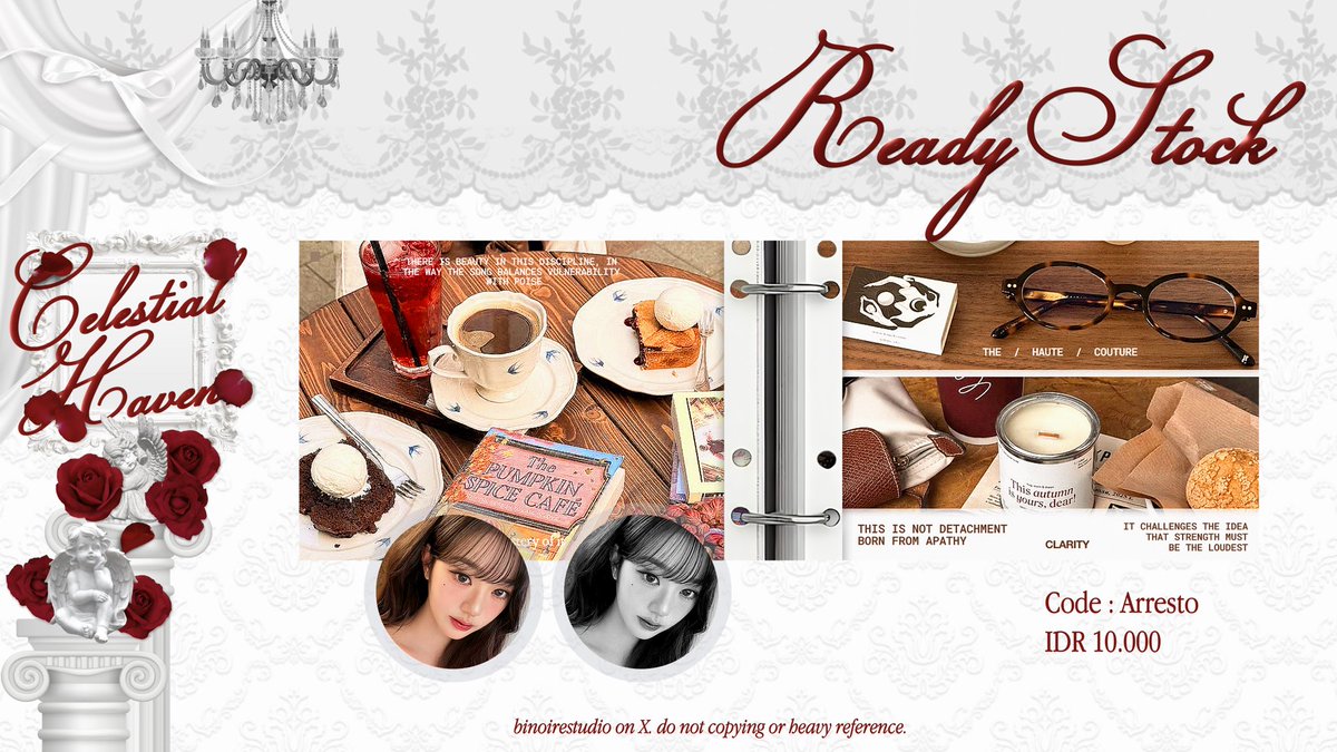 binoirestudio's tweet image. ʚїɞ  ..  “  help retweet, thank you!   ˖  ꔛ

𖣦  haloo semua! ˚₊ aku hadir bawain layout ready stock wonyoung yang bisa kamu dapatkan dengan harga IDR. 10.000 ⊹ jika kamu berminat bisa segera DM aku yaa. go grab yours, little soul! ♡
            
#zonauang #zonaba