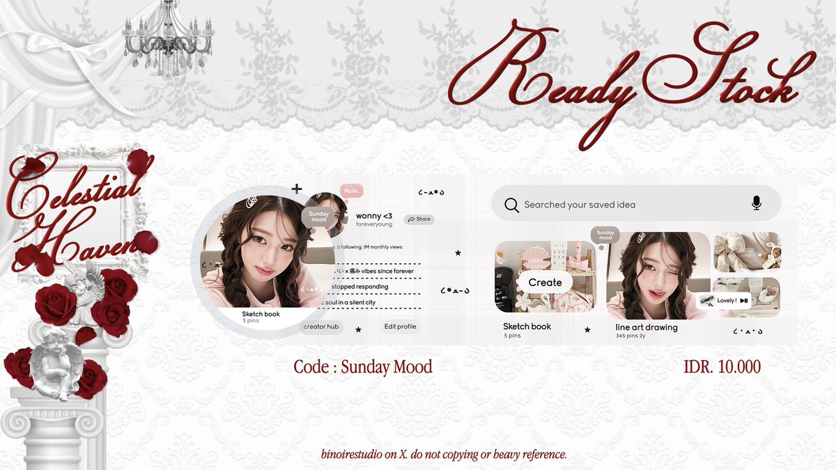binoirestudio's tweet image. ʚїɞ  ..  “  help retweet, thank you!   ˖  ꔛ

𖣦  haloo semua! ˚₊ aku hadir bawain layout ready stock wonyoung yang bisa kamu dapatkan dengan harga IDR. 10.000 ⊹ jika kamu berminat bisa segera DM aku yaa. go grab yours, little soul! ♡
            
#zonauang #zonaba