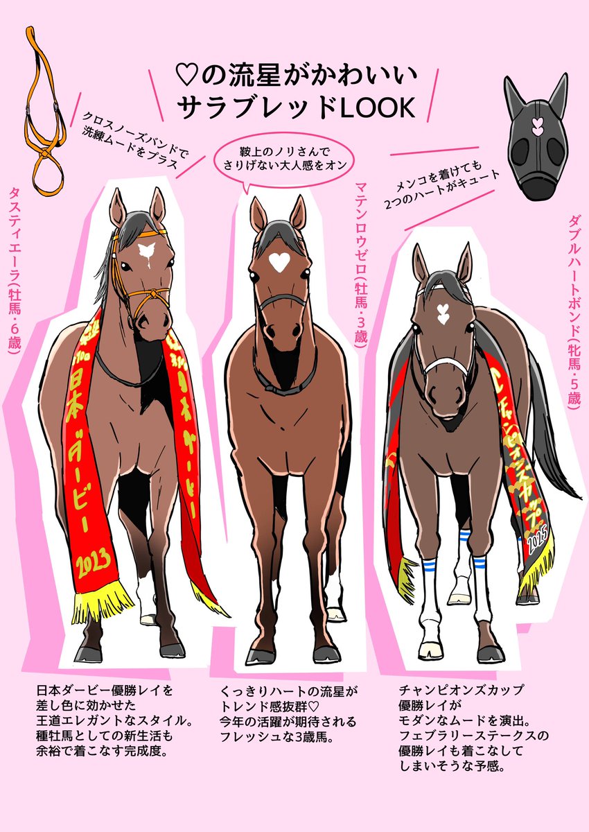 TYRANT_777's tweet image. ハート型の流星ちゃんたちをファッション誌風に紹介！