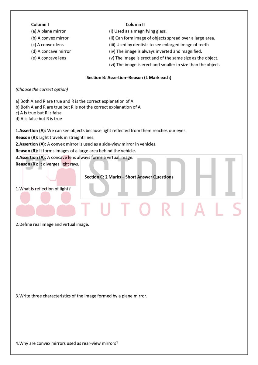 siddhi_tutorial's tweet image. 📘 Class VII – Science

Chapter 11: Light 💡

Understand light and its properties, reflection of light, images formed by plane, concave and convex mirrors, lenses, and everyday applications with clear concepts, neat diagrams &amp;amp; exam-focused teaching.

#SiddhiTutorials