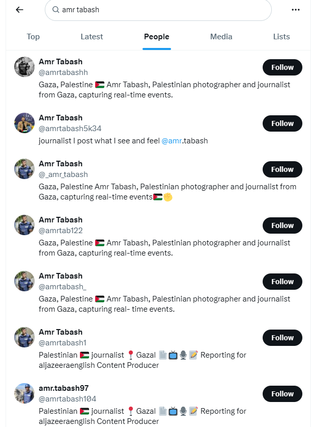 Nigerian accounts impersonating a Palestinian journalist