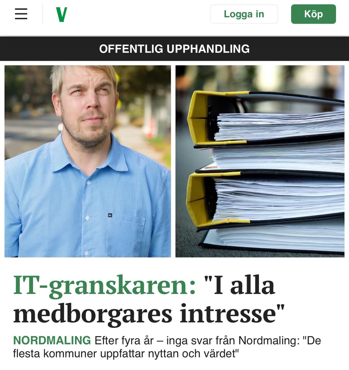 Centerpartiets etta till riksdagen och en del av partiledningen avslöjas med att roffa åt sig från kommunkassan. Totalt 7,3 miljoner har gått till hennes mans firma - utan upphandling, avtal eller dokumentation.
Det han alltså handla om icke-gjorda jobb.
Omöjligt att granska.