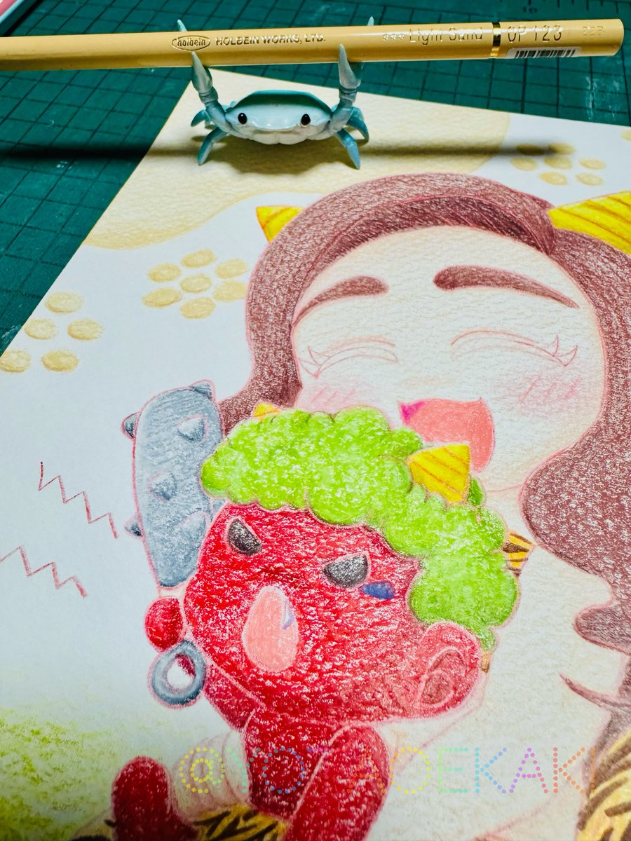 2月絵】進捗〜 今日はここまで〜 #日常の妖精さん#創作#色鉛筆#アナログ絵