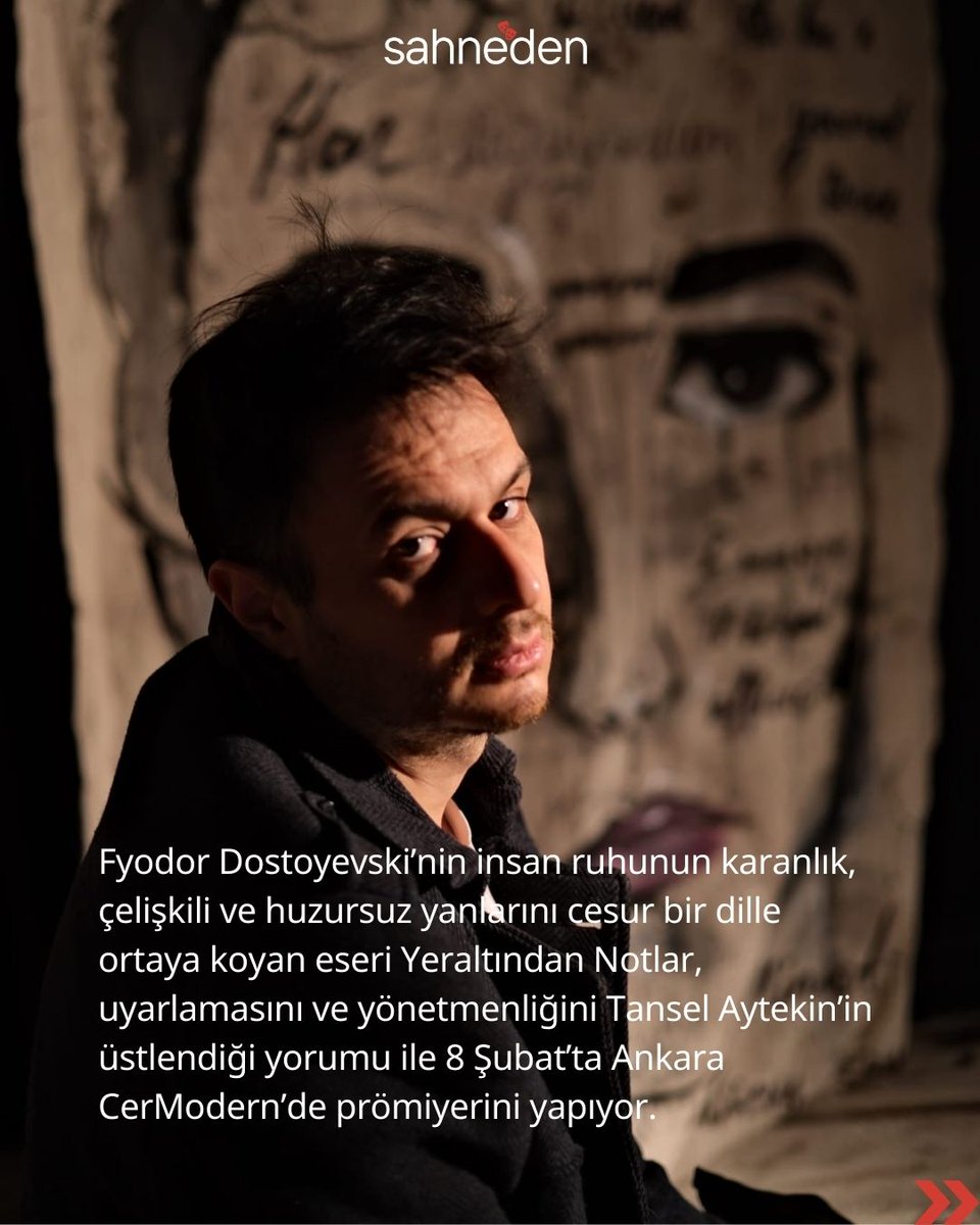 sahnedennet's tweet photo. 🎭Bambu Tiyatro, Yeraltından Notlar'la geliyor

Tansel Aytekin'in uyarladığı, yönettiği ve oynadığı Yeraltından Notlar 8 Şubat’ta Ankara @CerModern'de prömiyer yapacak. @BambuTiyatro

https://t.co/FQ9cApG5tT https://t.co/P4Ja2g47n4