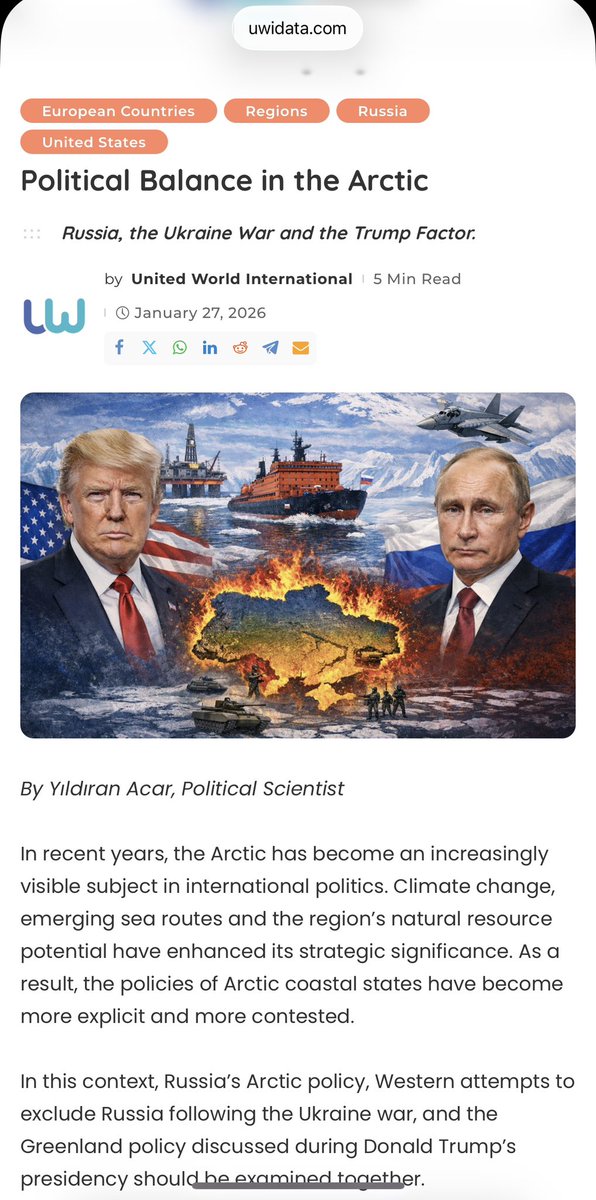 Rusya’nın Arktik Politikasını UnitedWorld’e değerlendirdim. <a href="/UW_Inter/">United World</a>