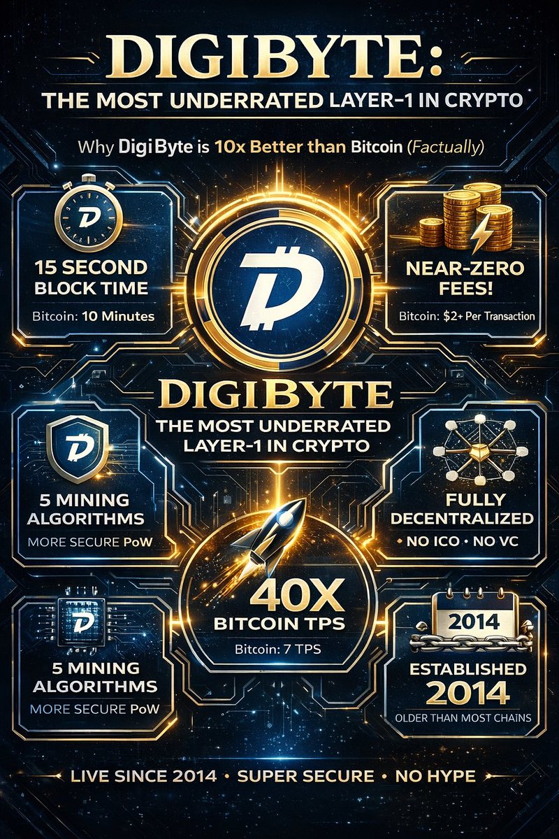 DigiAwareness_ Most underrated Layer-1 in crypto. ⚡ Fast 💸 Cheap 🔐 Secure  🌐 Fully decentralized 🕰 Proven since 2014 #DigiByte $DGB