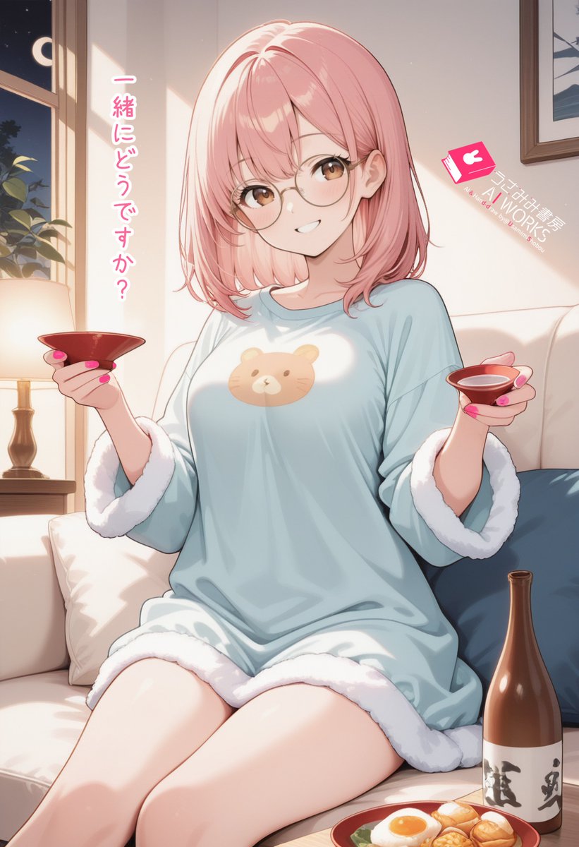 皆さんこんうさ！🐰🌙

晩酌タイムのようですね(*´`)🍶´-
皆さんお酒は好きですか？
mimiがお誘いしてます( * . .)"