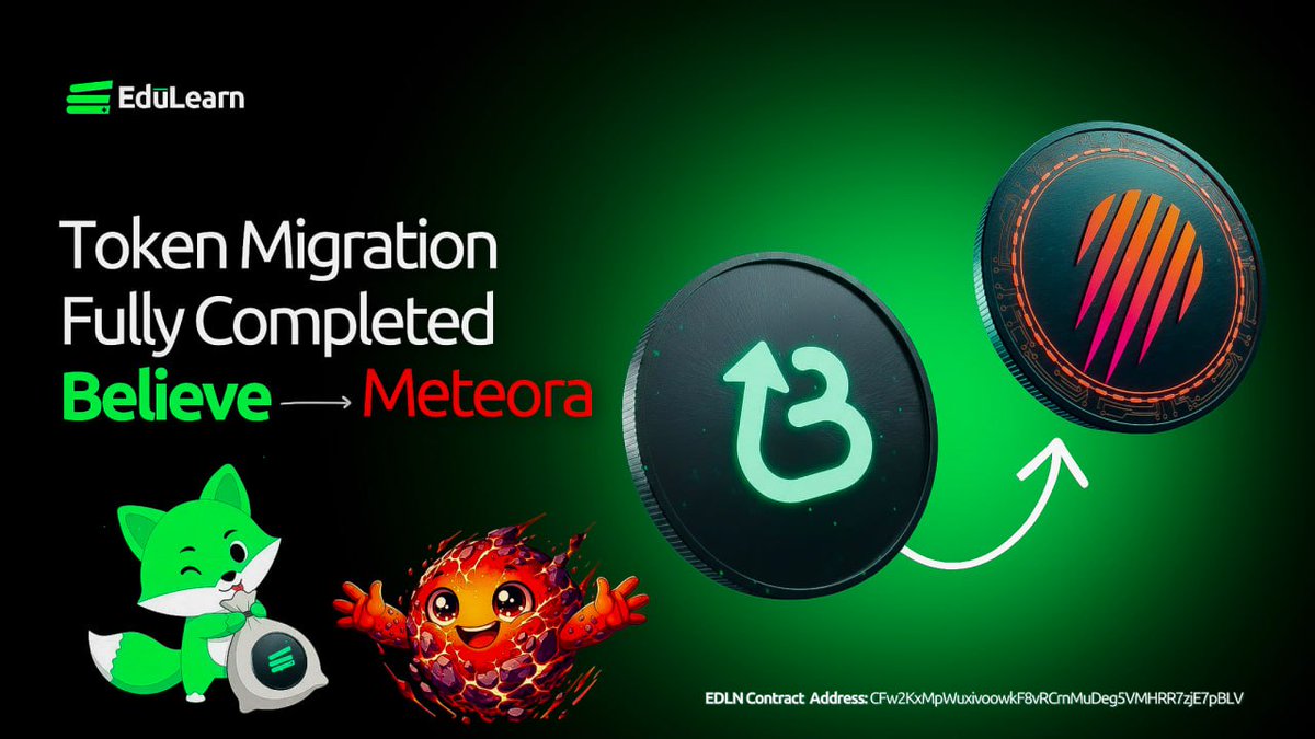 The migration to <a href="/MeteoraAG/">Meteora</a> is complete💚

​We have moved $EDLN liquidity to its new home to ensure better trading depth and a more stable experience for the community. This was the final technical step needed to prepare for the release of v2.5.

​The transition on our end is