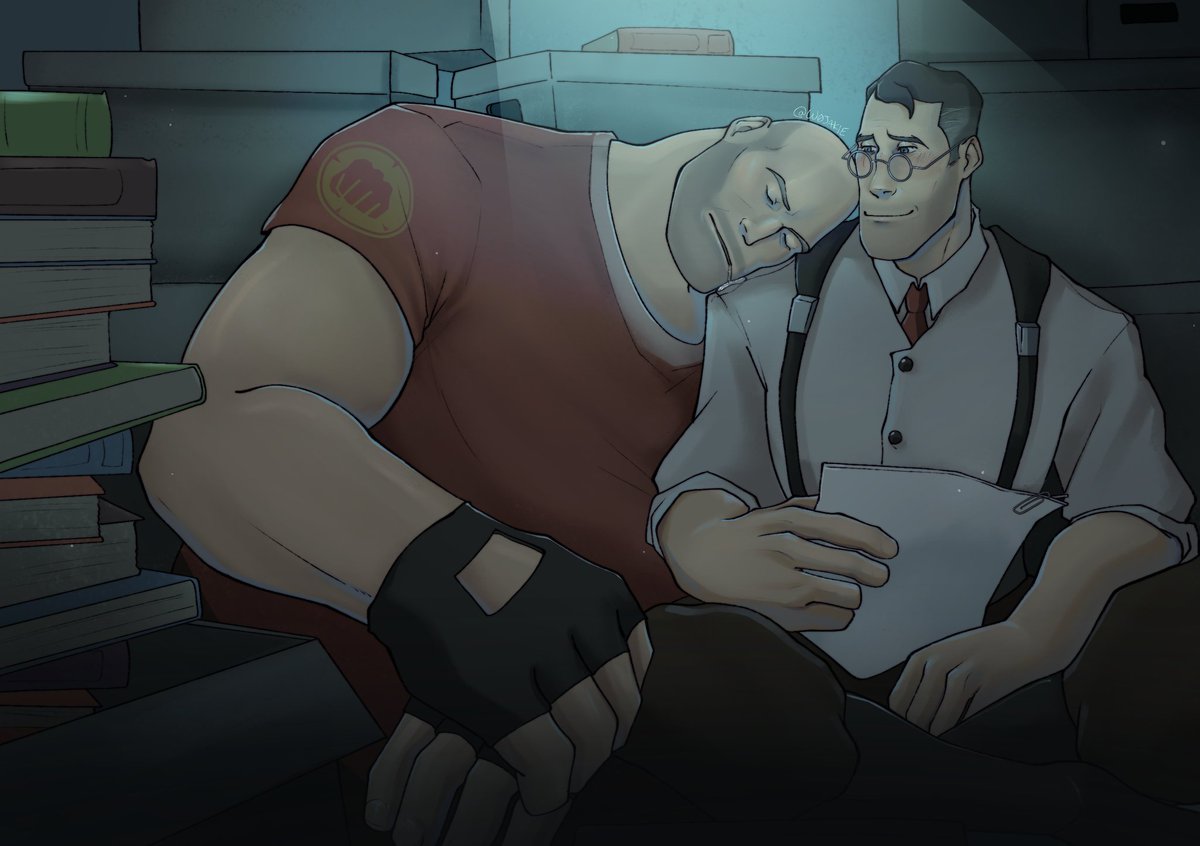 doktoring_'s tweet photo. misha can't handle the late night study grind

#heavymedic #TF2 https://t.co/npHPW989Ru