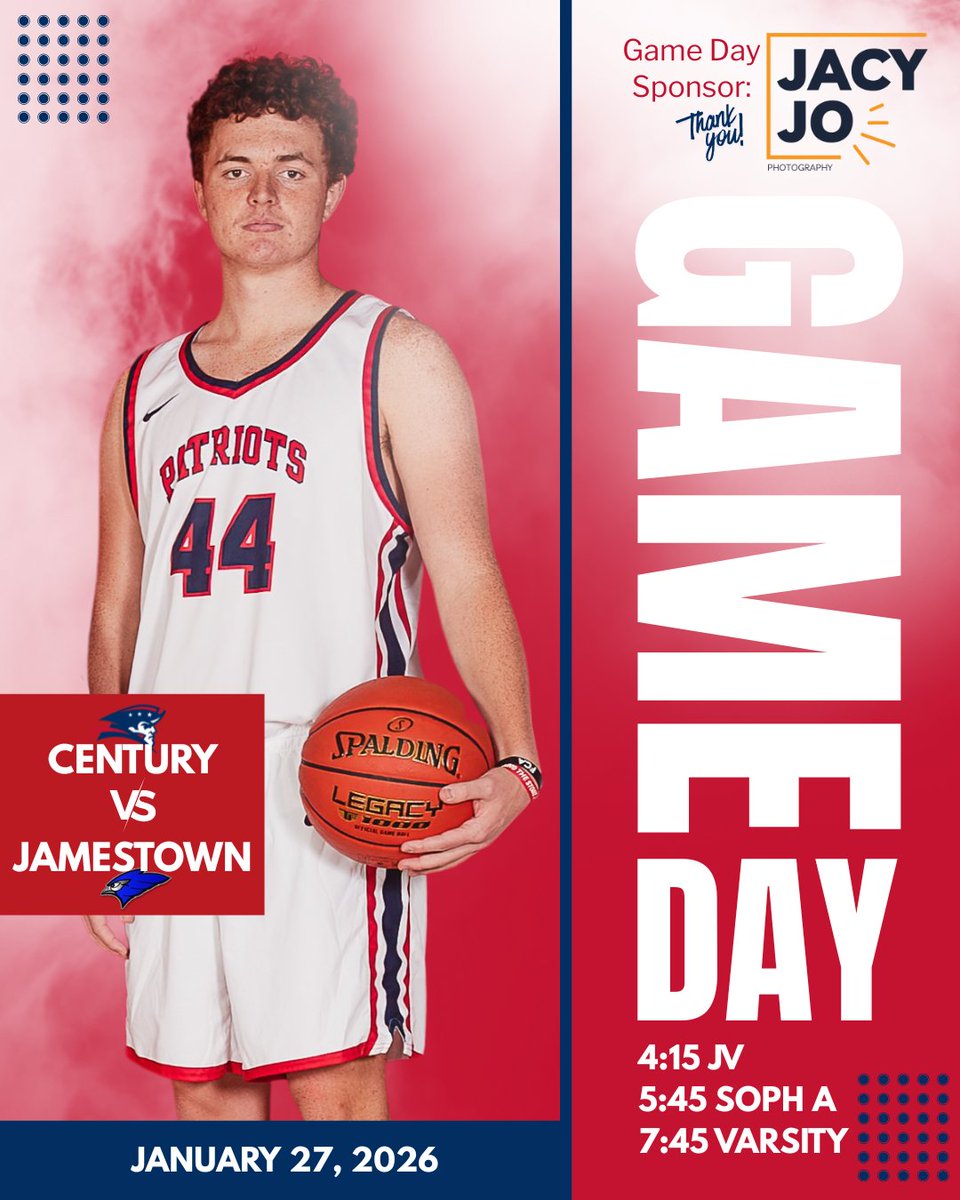 BballCentury's tweet photo. The Blue Jays fly west tonight, meeting us on our home court.🔥#TimetoDefend
⏰ 4:15 JV | 📍 Olson Gym
⏰5:45 Soph A | 📍 Aux Gym
⏰7:45 Varsity | 📍 Olson Gym
Let’s pack the house and bring the energy! #ThePatriotWay https://t.co/cHs08HTdZo
