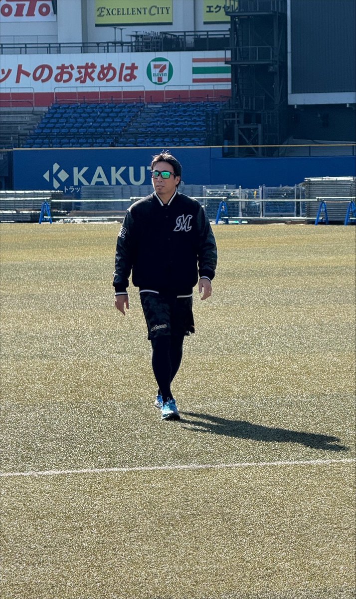 ビジュアル撮影後、ZOZOマリンで自主トレを行った #益田直也 投手