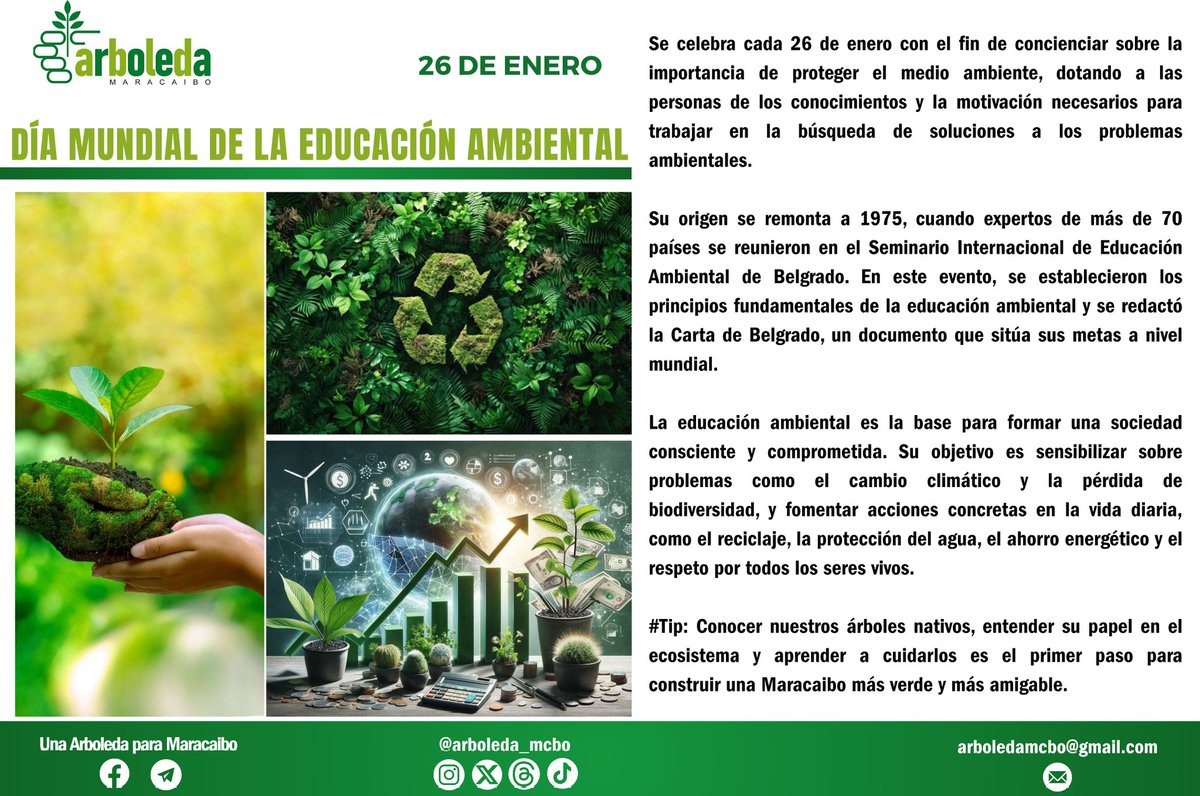 Día de la Educación Ambiental 

#Arboleda #DíaMundialDeLaEducaciónAmbiental #EducaciónAmbiental #26Ene