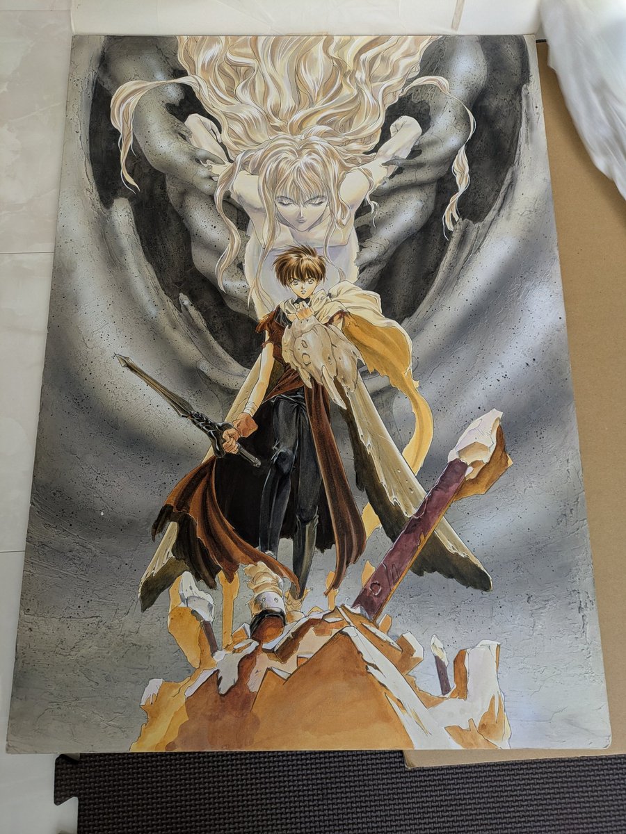 hapoi's tweet image. またアナログイラスト出てきた
これもB1サイズ
２０代の頃に描いた絵は拙いなりに頑張って背伸びして描いてたなーと我ながら感心する
#精霊使い