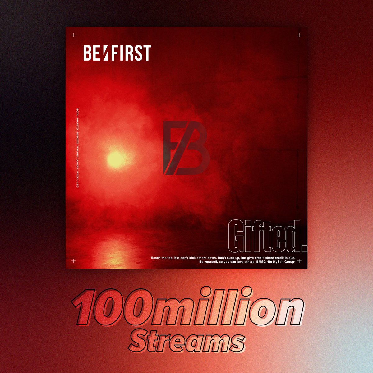 BE:FIRST 'Gifted.'

100 million in streaming
Thank you!!!!!!

▼Streaming &amp; Download
befirst.lnk.to/Gifted

#Gifted
#BEFIRST #BESTY