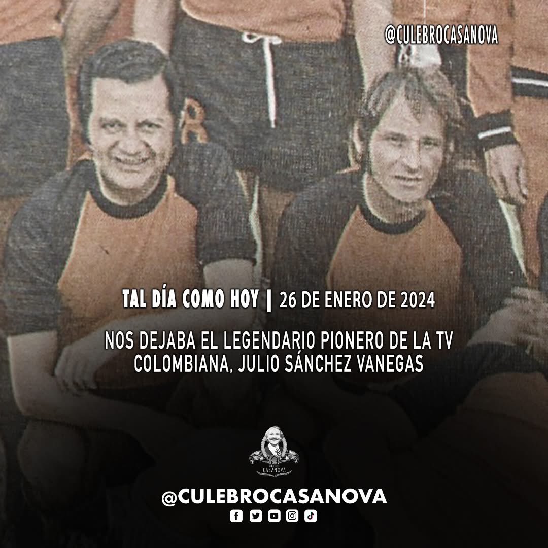 🗓️ TAL DÍA COMO HOY | 26 DE ENERO DE 2024
Nos dejó el legendario y pionero de la televisión, Julio Sánchez Vanegas. 📺

De entre todos los escenarios que compartió con El Culebro Casanova, hoy quisimos destacar su participación  en el equipo “Estrellas de la TV”

<a href="/jsanchezcristo/">Julio Sánchez Cristo</a>