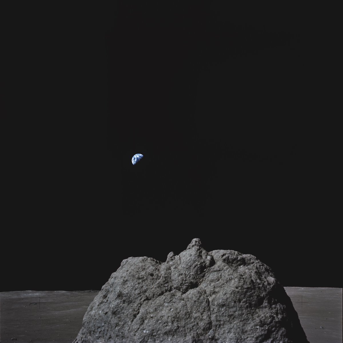Earth photographed from the Moon's surface by the last human to visit