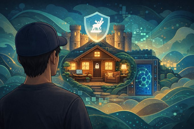02nannux's tweet photo. Sharing my digital shelter design: a warm cabin inside a strong fortress. It represents privacy, trust, and calm control in the digital world online, for me. Protecting what matters.

@DataHaven_xyz https://t.co/ist1Sa5UMf