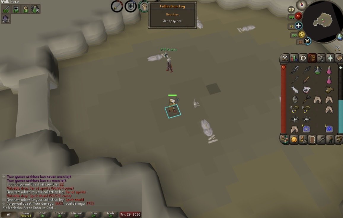 DoomscrollsOSRS's tweet photo. Corp double log at 22 kc https://t.co/Nx1jDiTiyn