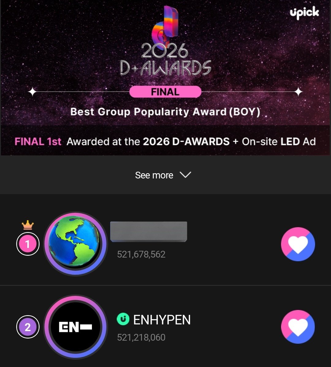 D AWARDS BOYGROUP POPULARITY AWARD!🚨
ENGENEs, the voting will end TOMORROW at 3PM KST, so please vote to give the boys an award.

🔗:s.u-pick.io/dl/fbY6m6uUfhz…