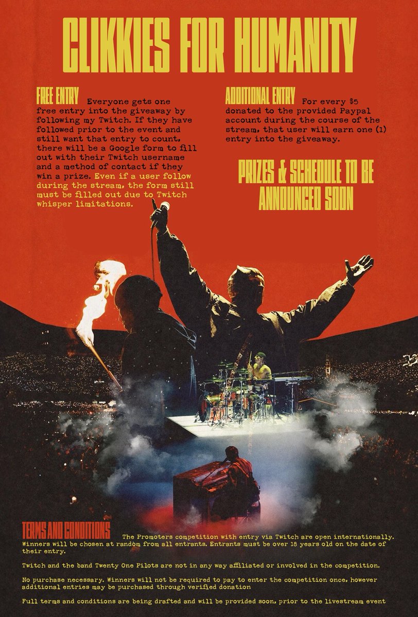 ANNOUNCING CLIKKIES FOR HUMANITY: LIVESTREAM EVENT

It’s the sequel, this time we’re focusing on humanitarian crises currently happening around the world.

February 21st! RTs are appreciated, please spread the word!

Only on twitch.tv/itsmeganova

#ClikkiesForHumanity