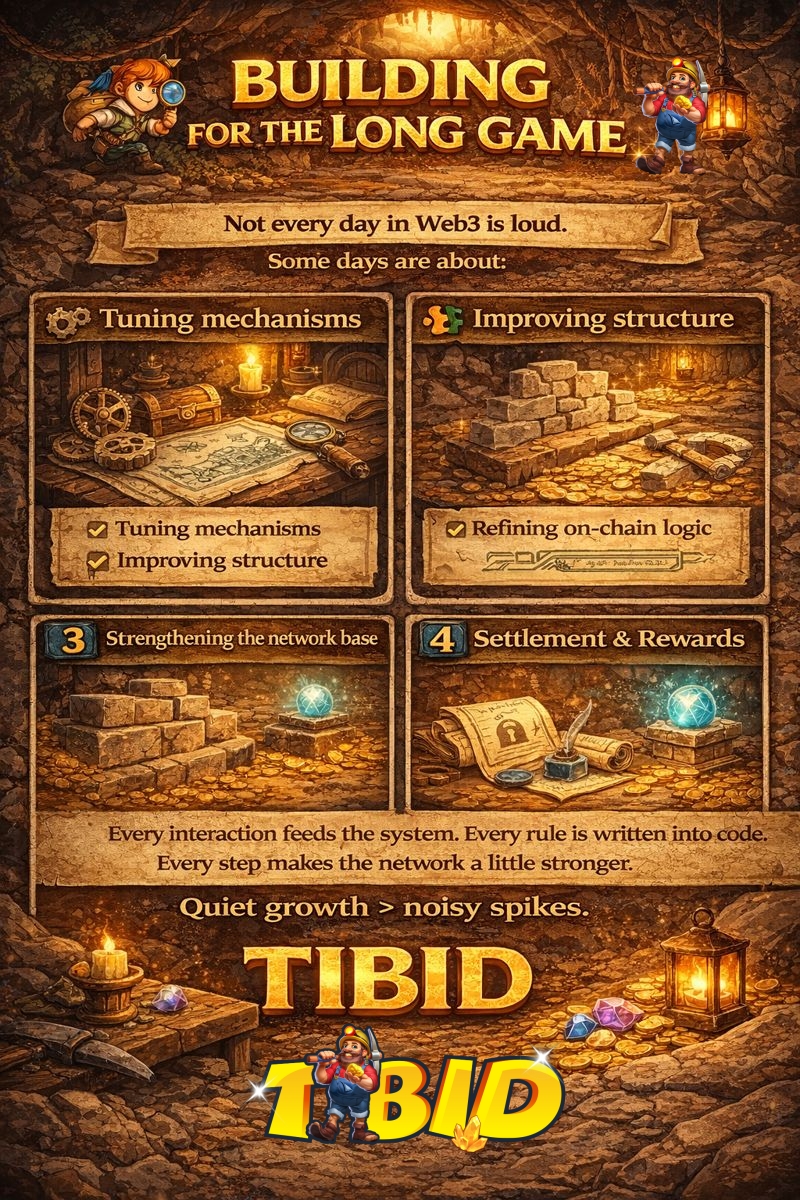 TIBID_official's tweet photo. Not every day in Web3 is loud.

Some days are about:
⚙️ tuning mechanisms
🧩 improving structure
📜 refining on-chain logic
🧱 strengthening the network base
TIBID isn’t built for one moment of hype —
it’s designed to keep running, fairly and continuously.
Every interaction feeds the system.
Every rule is written into code.
Every step makes the network a little stronger.
Quiet growth > noisy spikes. 🌐