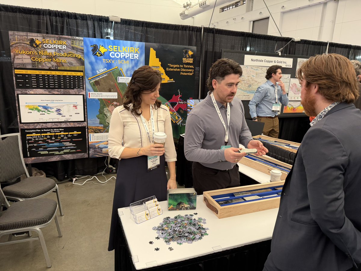 Selkirk Copper's team is having a packed conference week in Vancouver at VRIC and Roundup conferences. Stop by the core shack to meet our geo team and check out some massive chalcopyrite and bornite mineralization! 
$SCMI.V