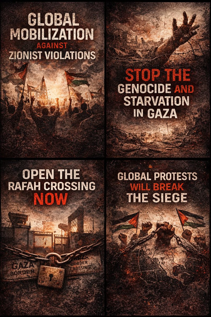Nezaralmou's tweet photo. 📣We call on people around the world to continue popular mobilization
against Zionist violations
and the ongoing genocide, oppression, killing, and starvation in Gaza.
#Gaza #OpenRafah #FreePalestine #GlobalProtests https://t.co/Q1ARvPeRBq