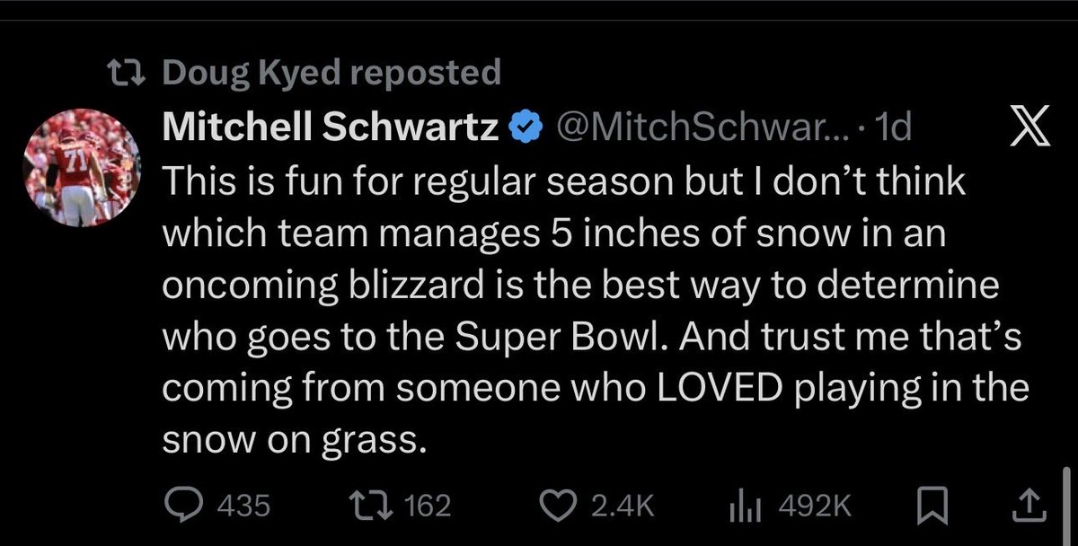 Evantual's tweet photo. @DougKyed Respectfully, weren’t you the one retweeting a bunch of people calling for games to be played in domes? (you were) https://t.co/4BWklschcT
