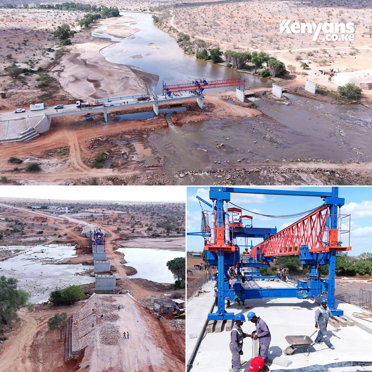 Ongoing progress of the Ksh1.493 billion Galana Kulalu Bridge in Kilifi that links the Galana-Kulalu Food Security Project and the Malindi-Sala Gate Road