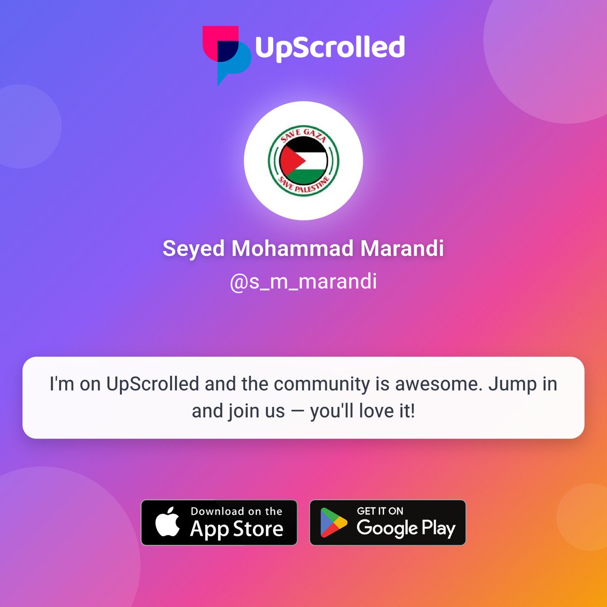 I'm on UpScrolled. Join me there!

Download on iOS:
apps.apple.com/app/upscrolled…

Download on Android:
play.google.com/store/apps/det…

Check out my profile:
share.upscrolled.com/en/user/f42ed3…