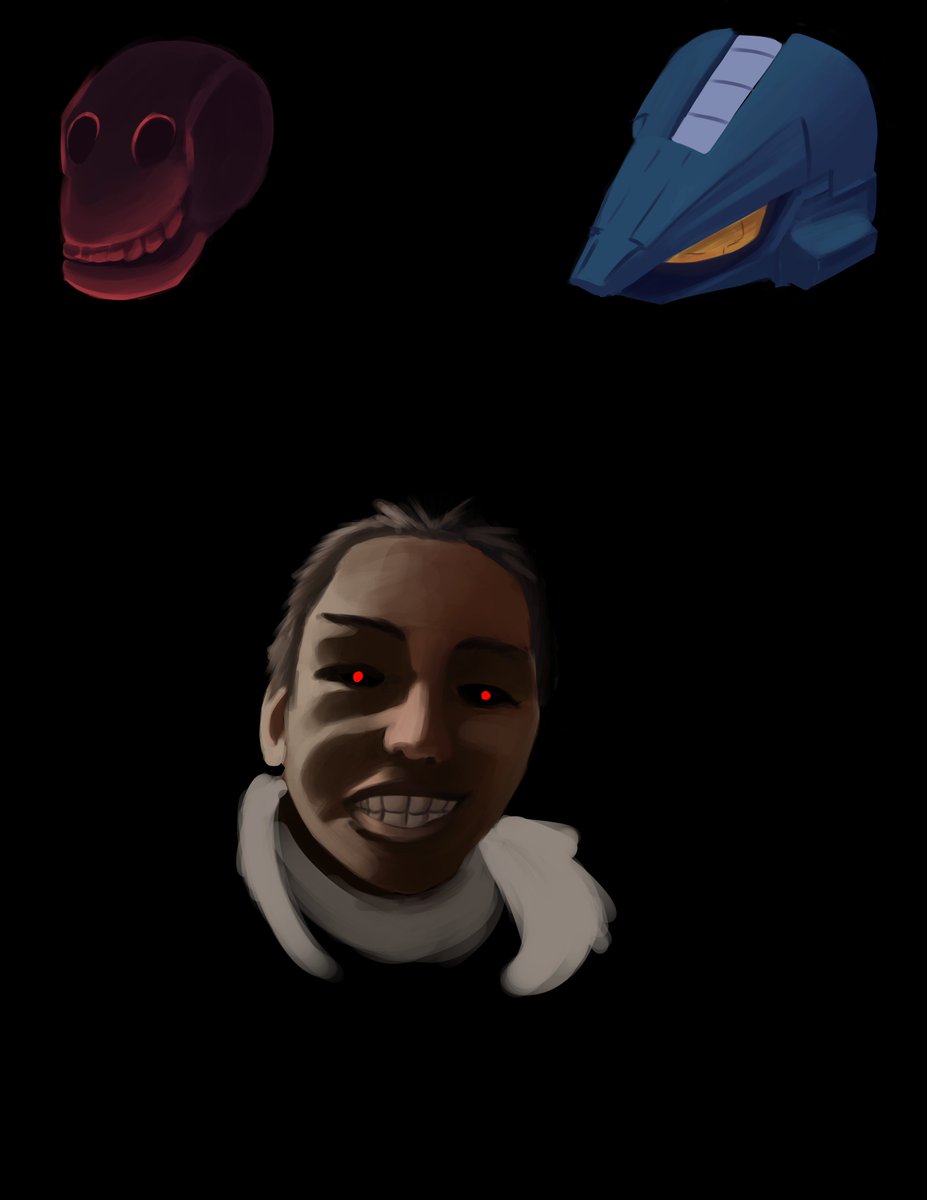 Sketches from the stream! 
- A simple little skull 
- No ref attempted Scout Helmet
- Creepypasta Chad Warden