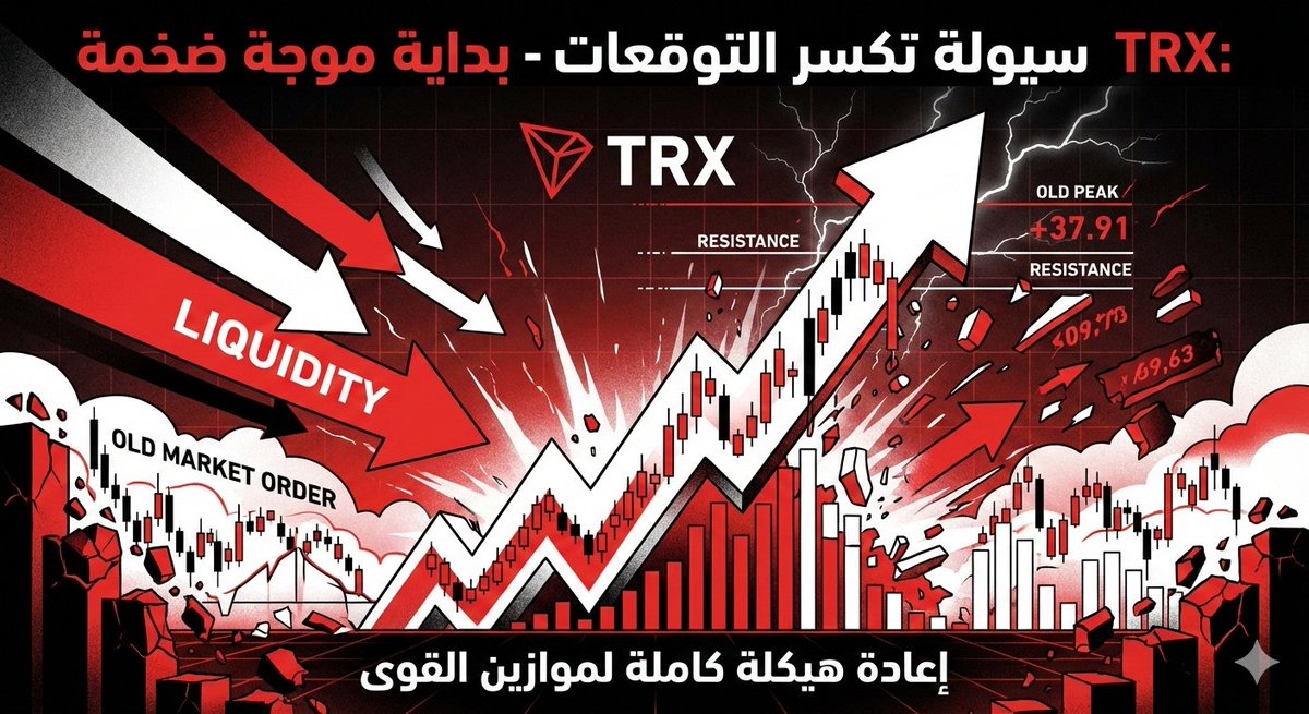 🔴حجم السيولة في $TRX يكسر كل التوقعات. الشارت حالياً لا يعكس مجرد صعود، بل يعكس إعادة هيكلة كاملة لموازين القوى.
♦ الأرقام تؤكد أننا في بداية موجة ضخمة ستغير ترتيب السوق
  #TRON #TRONGlobalFriends