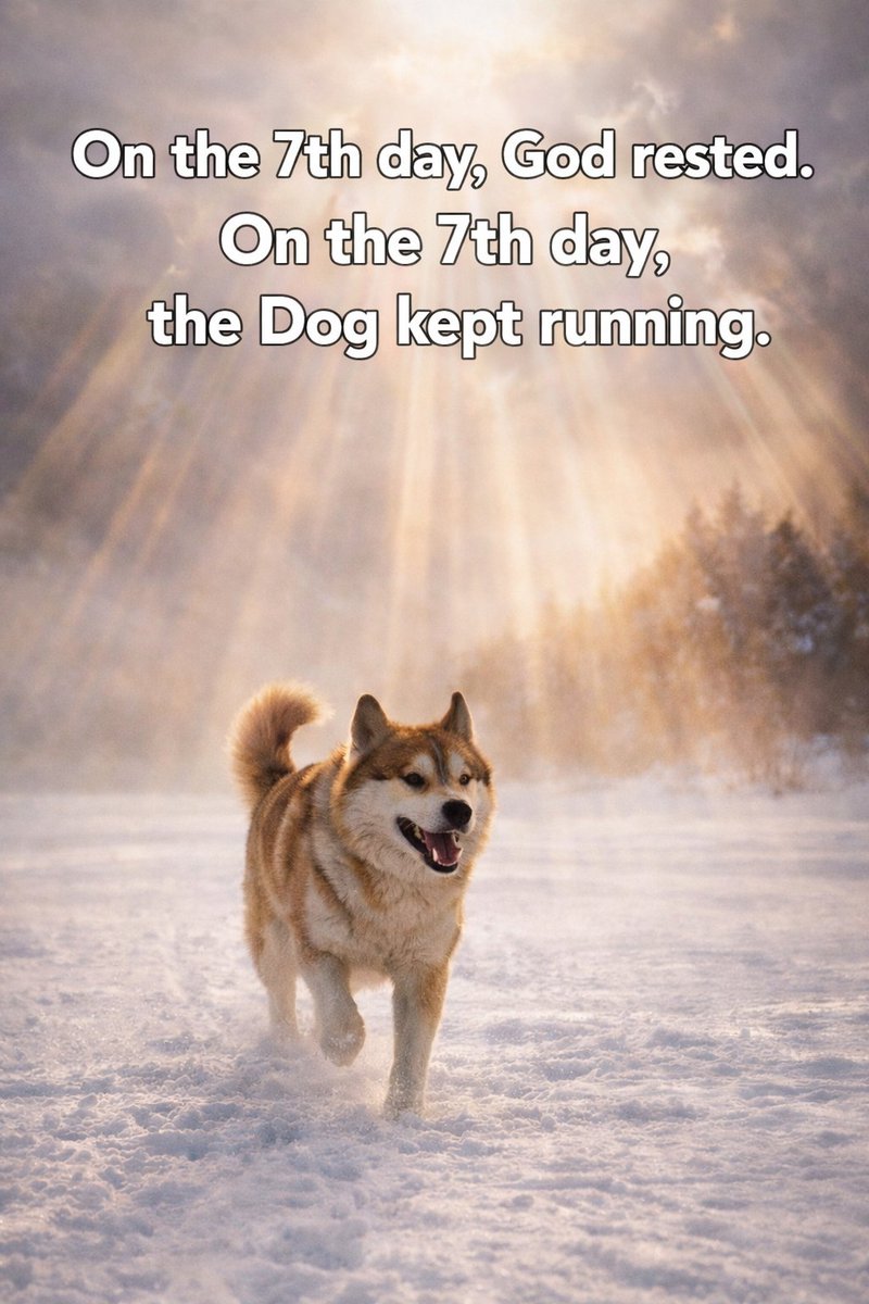On the 7th day, God rested.
On the 7th day, the Dog kept running.