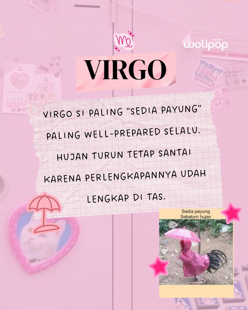 wolipop's tweet image. Siapa nih yang justru makin produktif pas hujan? Spill zodiak kalian! 😜

#Wolipop #Zodiak #RamalanZodiak #MusimHujan