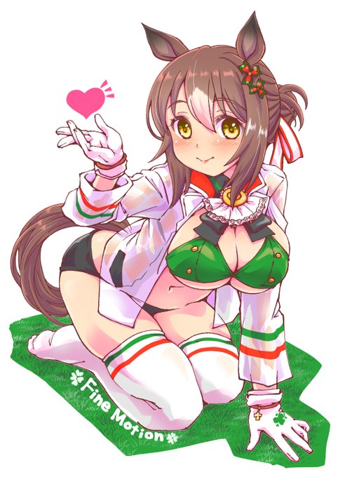 #ファインモーション生誕祭2026 
 #くそ寒いので水着絵を貼る 
勝負服モチーフの水着殿下 